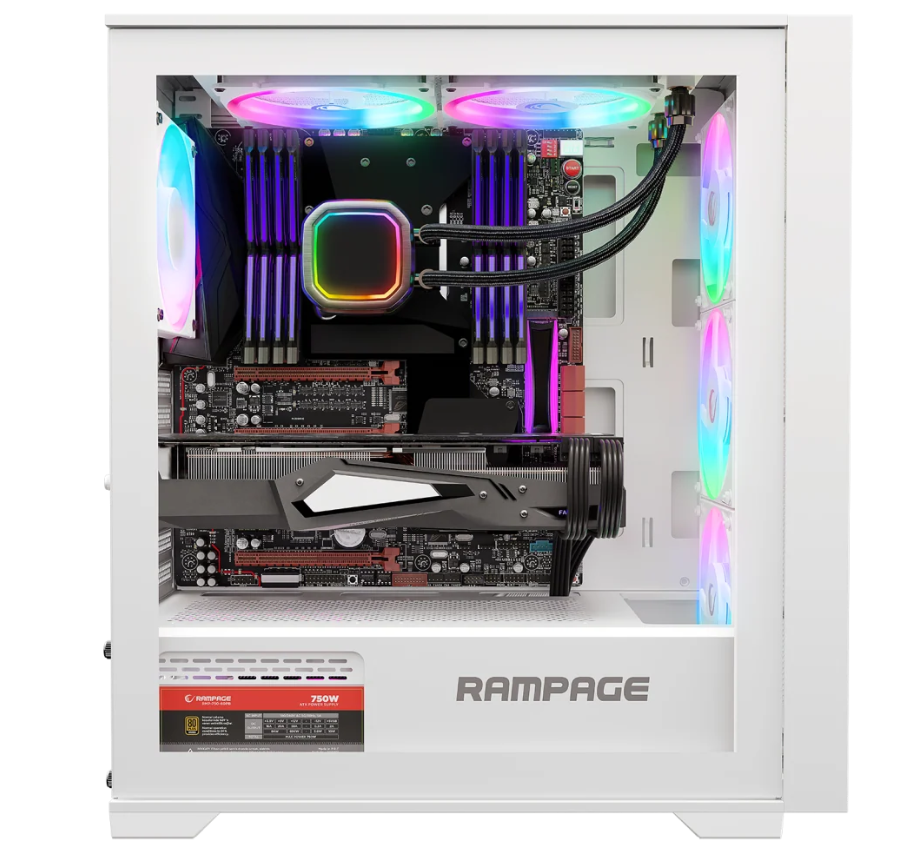 Rampage VOYAGER 750W 80+ BRONZE Beyaz 4*RGB Auto Fan ATX Mid-T Gaming Oyuncu Kasası