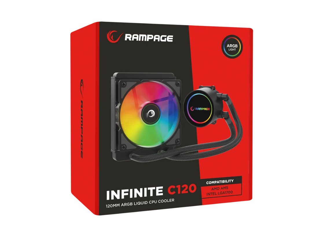 Rampage INFINITE C120 SİYAH ARGB Intel LGA1700/AMD AM5 Uyumlu 120mm Sıvı Soğutmalı CPU Fan