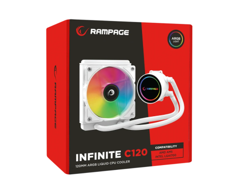 Rampage INFINITE C120 BEYAZ ARGB Intel LGA1700/AMD AM5 Uyumlu 120mm Sıvı Soğutmalı CPU Fan