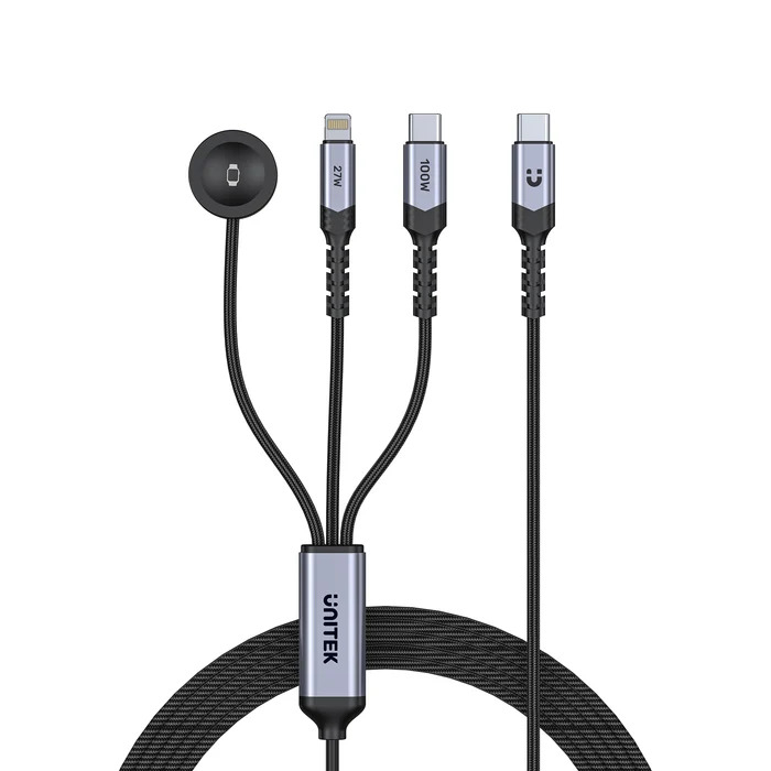 Unitek USB-C 3`ü 1 Arada 100W Hızlı Şarj Kablosu 1.2M (C14180AGY01-1.2M)