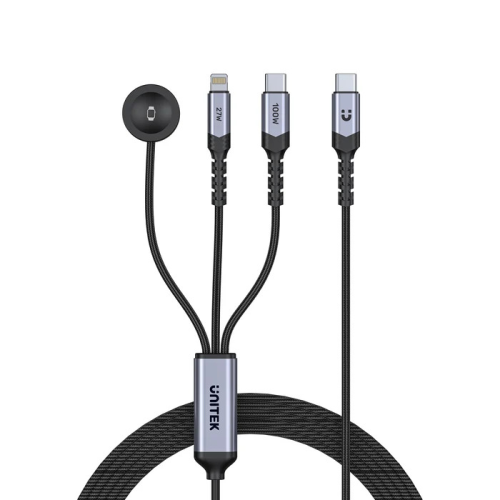Unitek USB-C 3`ü 1 Arada 100W Hızlı Şarj Kablosu 1.2M (C14180AGY01-1.2M)
