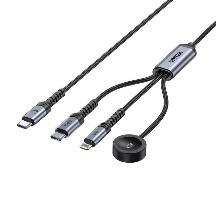 Unitek USB-C 3`ü 1 Arada 100W Hızlı Şarj Kablosu 1.2M (C14180AGY01-1.2M)