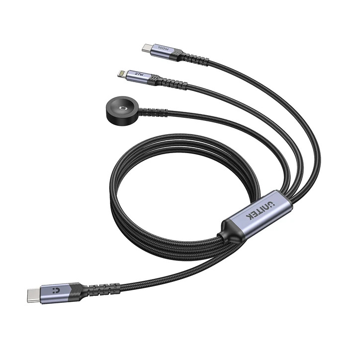 Unitek USB-C 3`ü 1 Arada 100W Hızlı Şarj Kablosu 1.2M (C14180AGY01-1.2M)