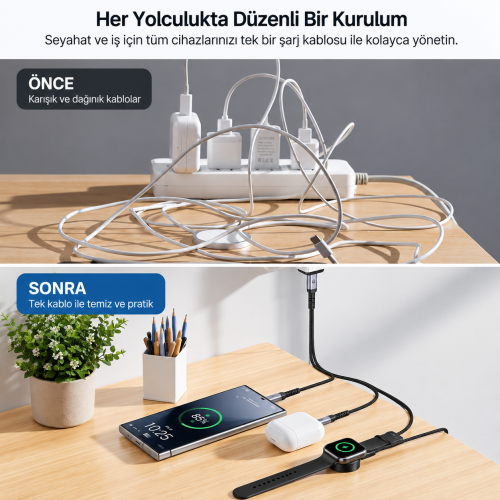 Unitek USB-C 3`ü 1 Arada 100W Hızlı Şarj Kablosu 1.2M (C14180AGY01-1.2M)