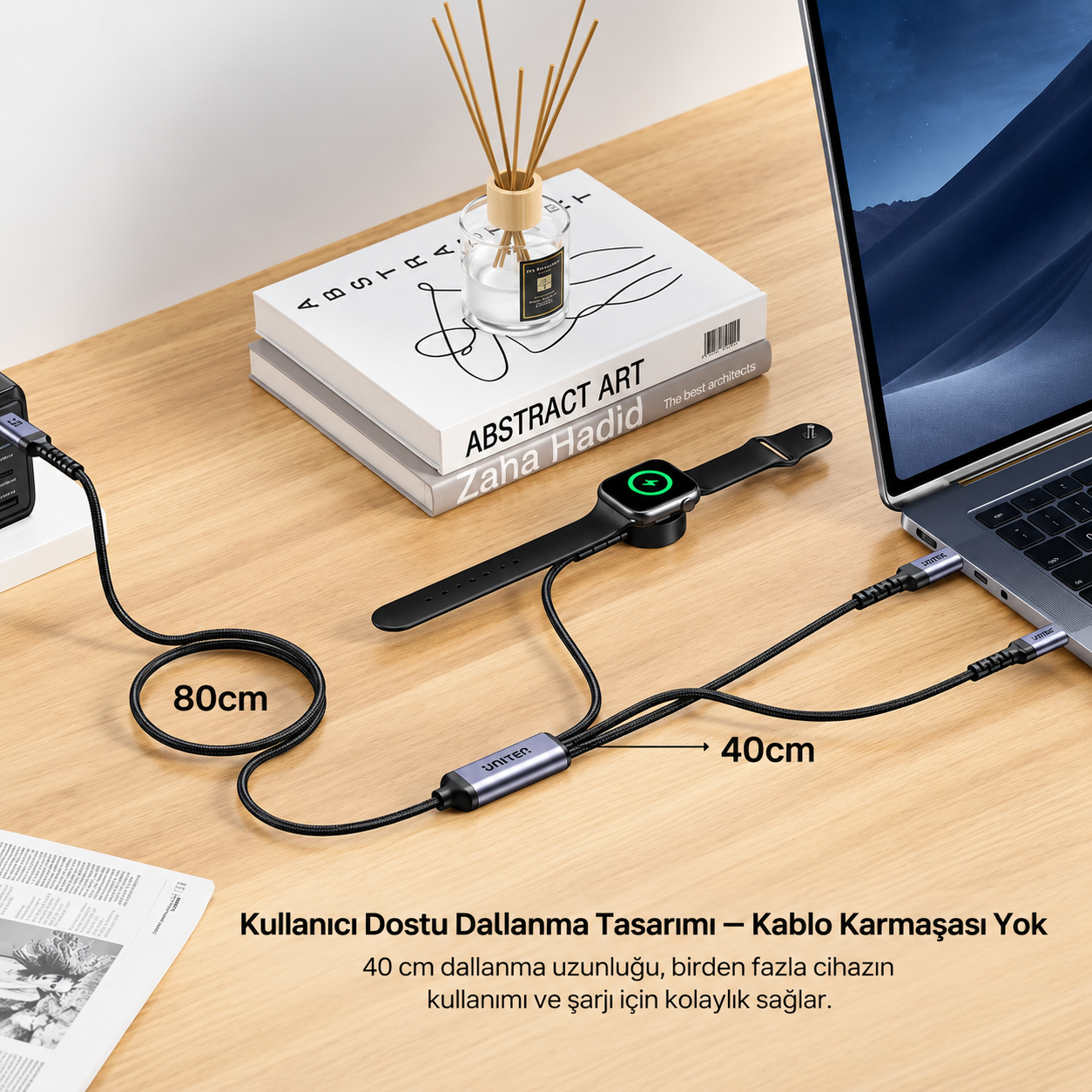 Unitek USB-C 3`ü 1 Arada 100W Hızlı Şarj Kablosu 1.2M (C14180AGY01-1.2M)