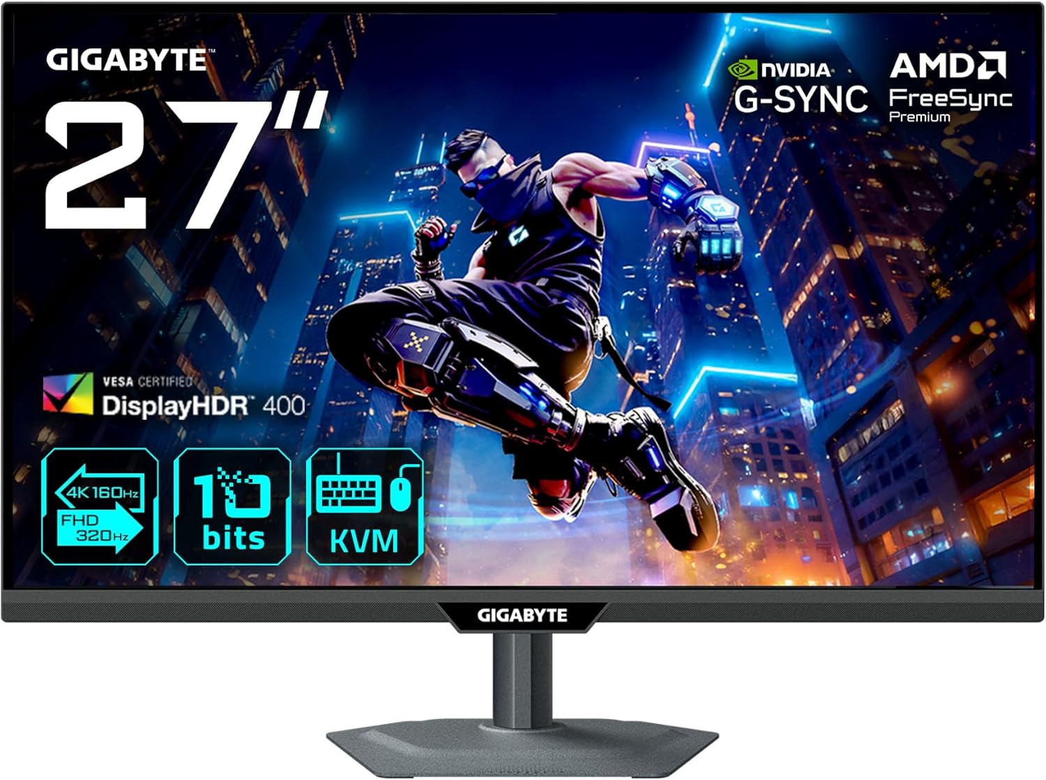 GIGABYTE M27UP 27″ 4K 160Hz - FHD 320Hz 1ms HDMI DP Type-C G-Sync FreeSync HDR400 UHD Dual Mode SS IPS Gaming Monitör