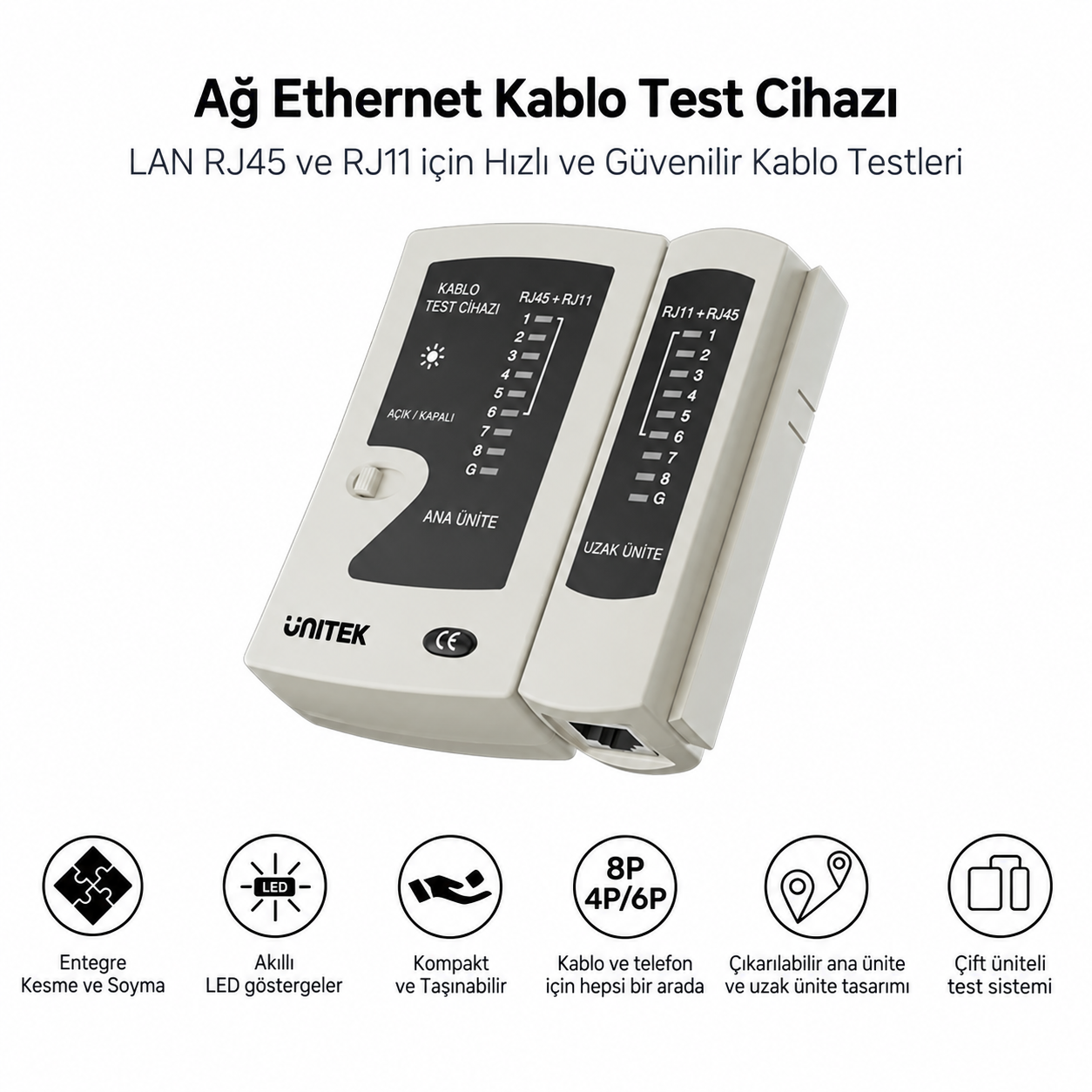 Unitek Ethernet Kablosu Test Cihazı (OT140AGY01)