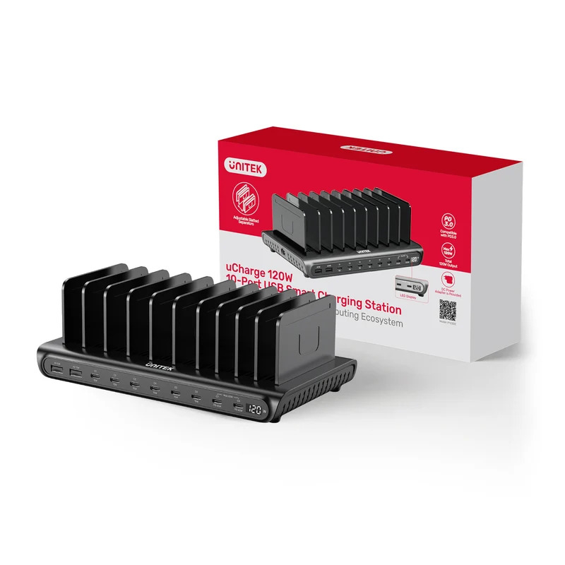 Unitek uCharge 120W 10 Bağlantı Noktalı Akıllı Şarj İstasyonu (P1230EBK01-EU)