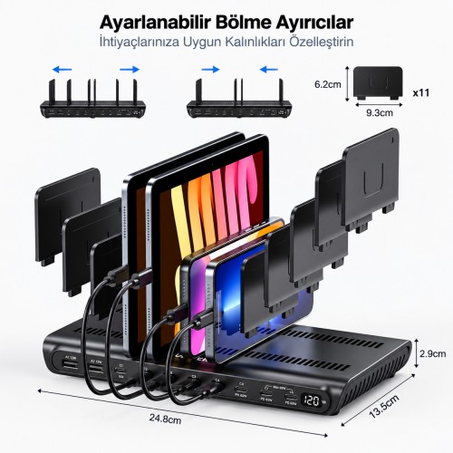 Unitek uCharge 120W 10 Bağlantı Noktalı Akıllı Şarj İstasyonu (P1230EBK01-EU)