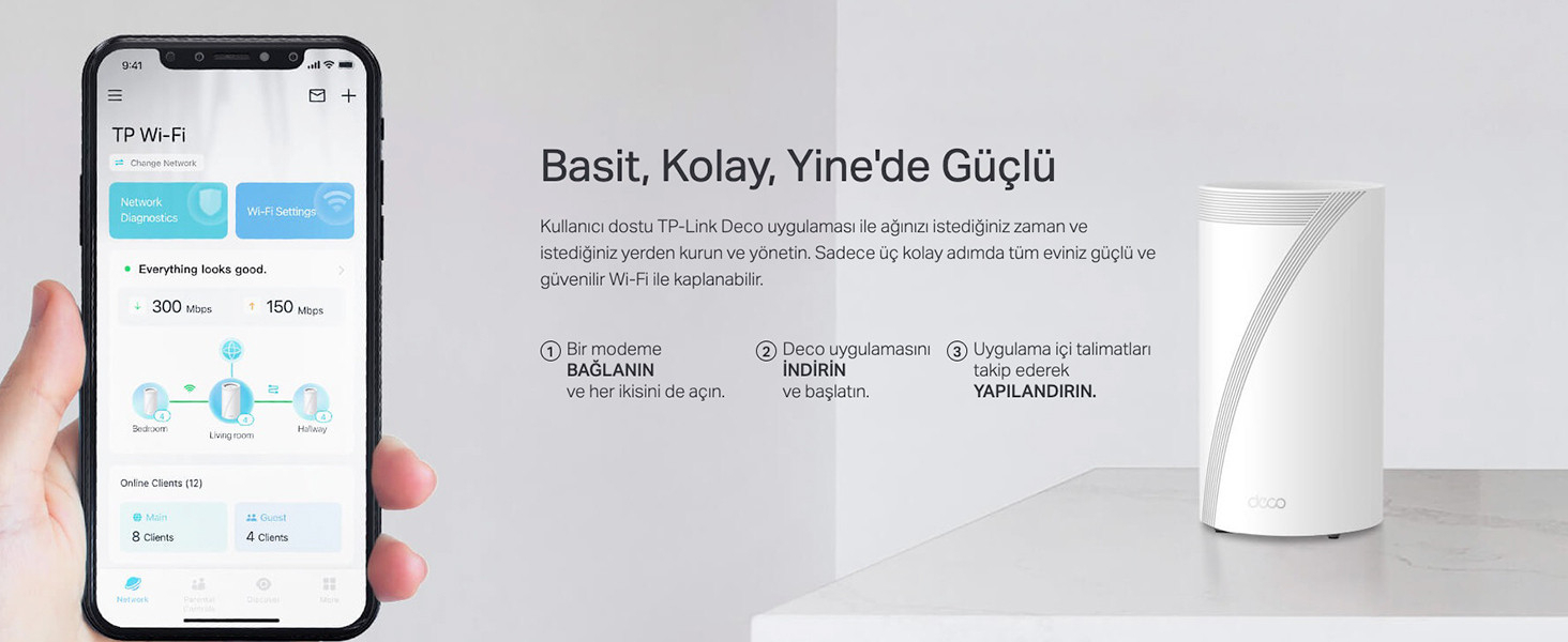 TP-Link Deco BE85 BE19000 Üç Bantlı Tüm Ev İçin Mesh Wi-Fi 7 Sistemi (Tekli)