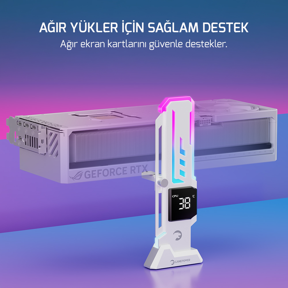 Gamepower Heatsync V2 ARGB Dikey Ekran Kartı Tutucu Beyaz