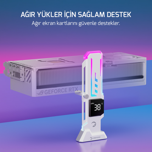 Gamepower Heatsync V2 ARGB Dikey Ekran Kartı Tutucu Beyaz