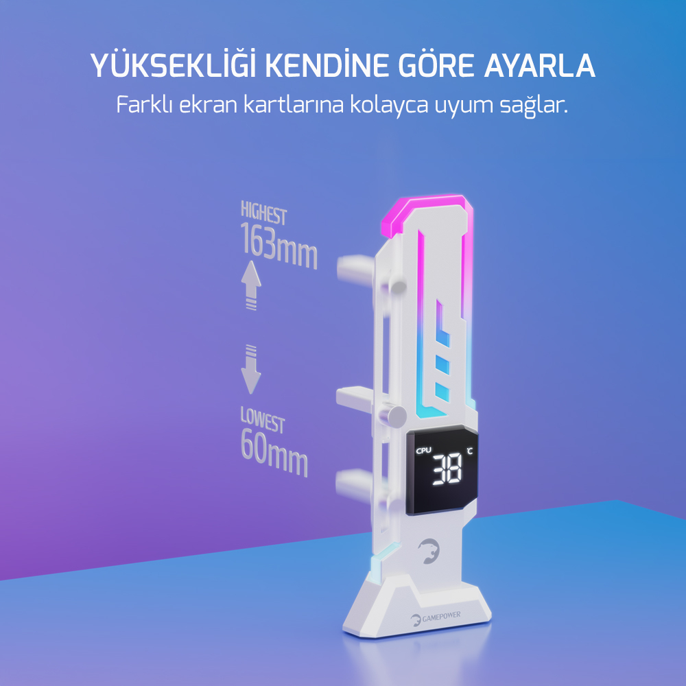 Gamepower Heatsync V2 ARGB Dikey Ekran Kartı Tutucu Beyaz