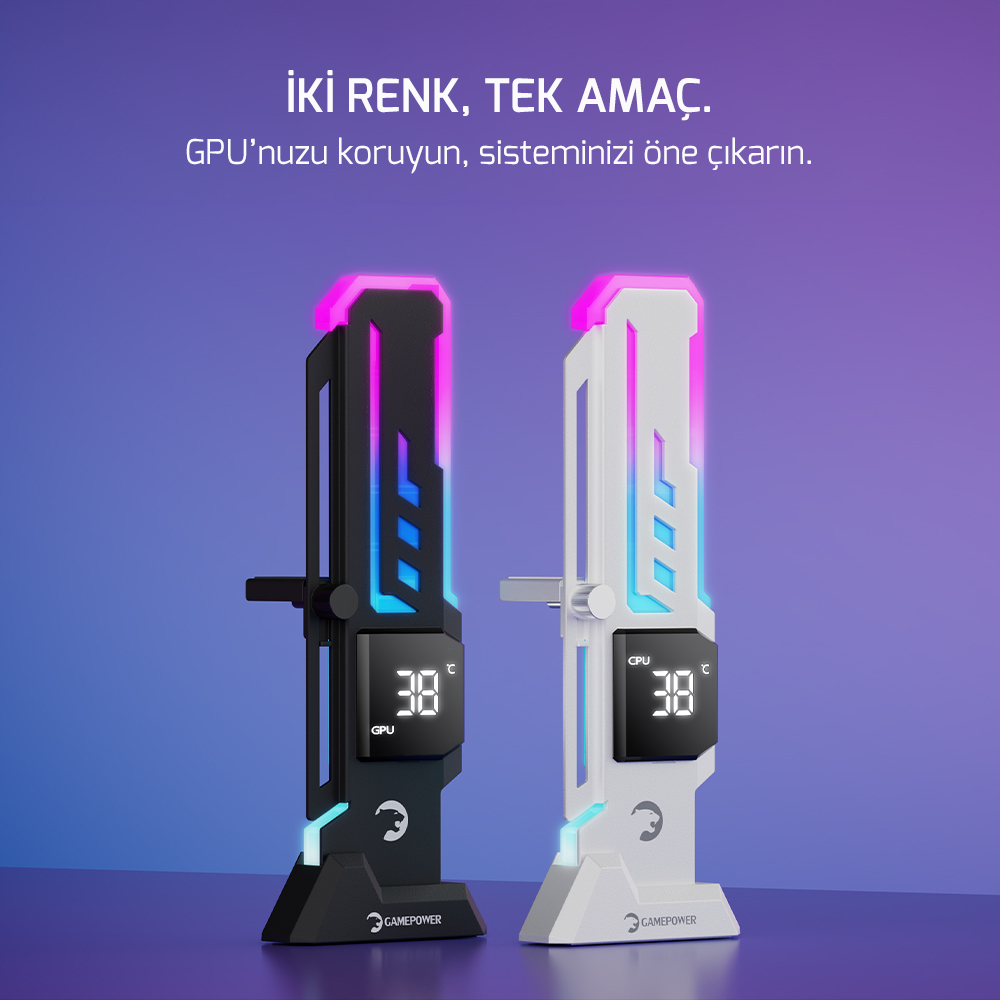 Gamepower Heatsync V2 ARGB Dikey Ekran Kartı Tutucu Siyah