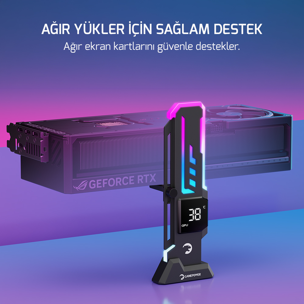 Gamepower Heatsync V2 ARGB Dikey Ekran Kartı Tutucu Siyah