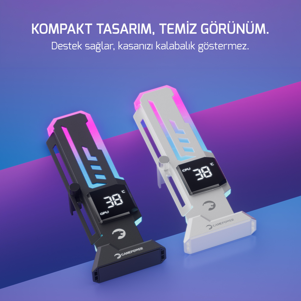 Gamepower Heatsync V2 ARGB Dikey Ekran Kartı Tutucu Siyah