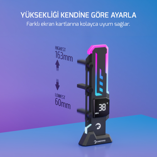 Gamepower Heatsync V2 ARGB Dikey Ekran Kartı Tutucu Siyah