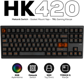Hawk HK420 RGB TKL Phantom Switch Kablolu/Kablosuz Mekanik Oyuncu Klavyesi