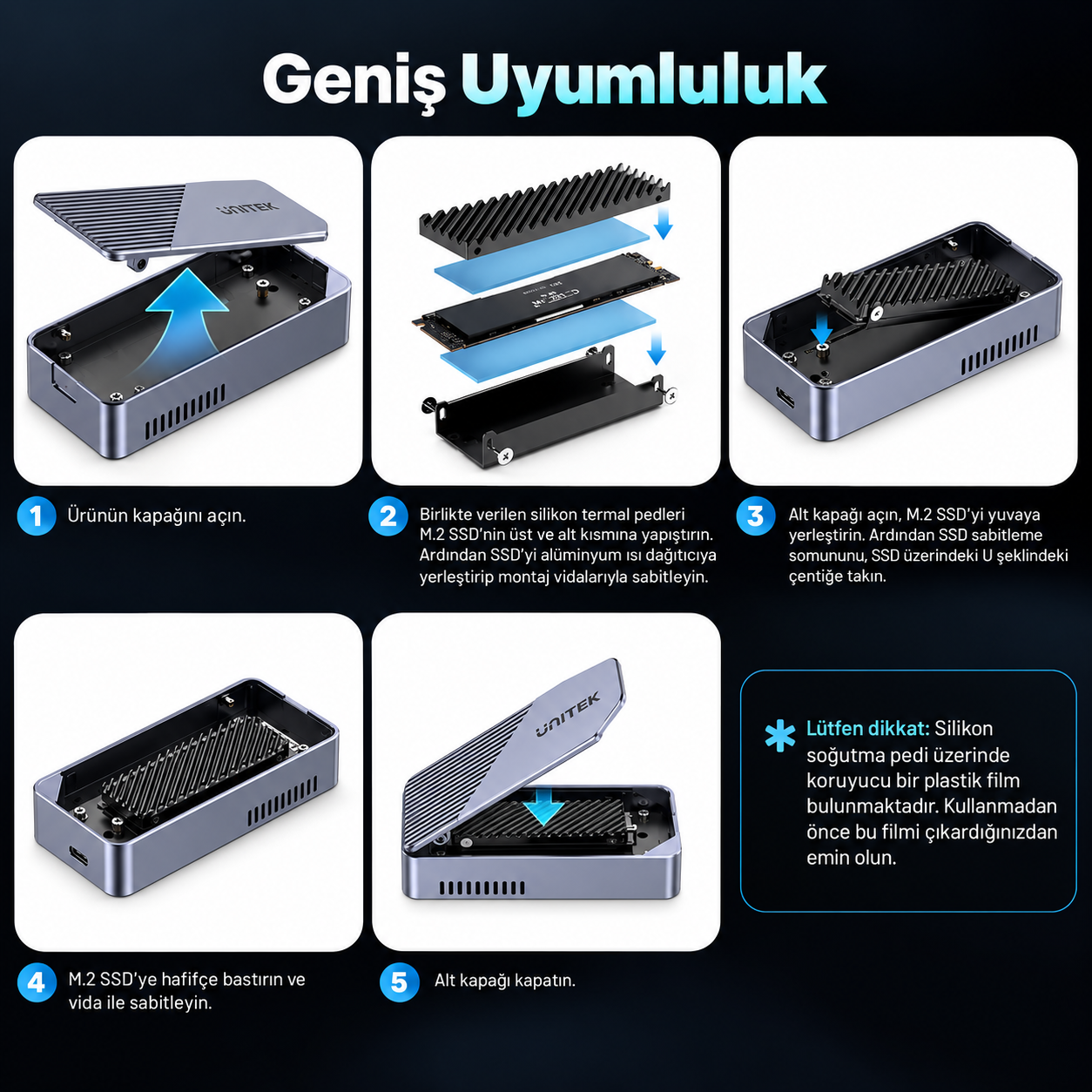 Unitek Turbocool+ 80GBPS M.2 SSD Kutusu (S1253BGY01)