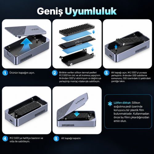 Unitek Turbocool+ 80GBPS M.2 SSD Kutusu (S1253BGY01)