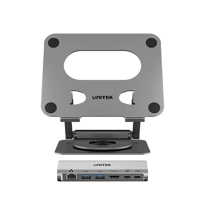 Unitek Çıkarılabilir USB-C Hub`lı Dizüstü Bilgisayar Standı (D1109CGY01)