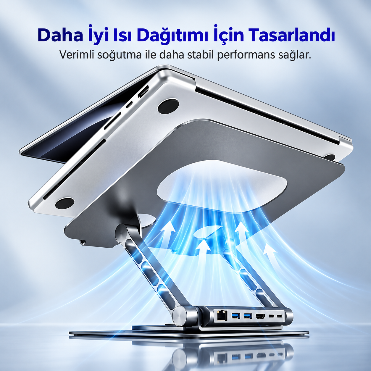 Unitek Çıkarılabilir USB-C Hub`lı Dizüstü Bilgisayar Standı (D1109CGY01)
