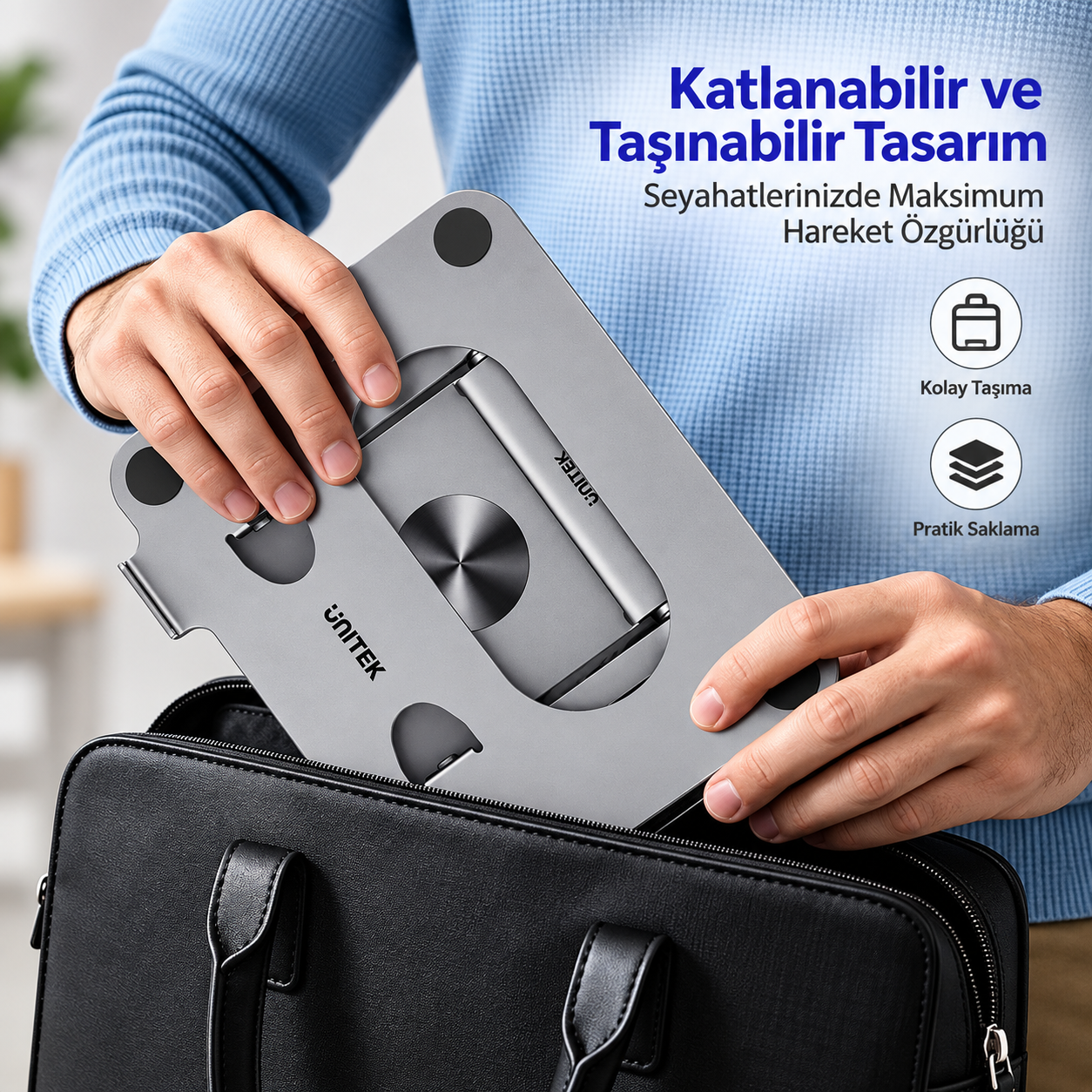 Unitek Çıkarılabilir USB-C Hub`lı Dizüstü Bilgisayar Standı (D1109CGY01)