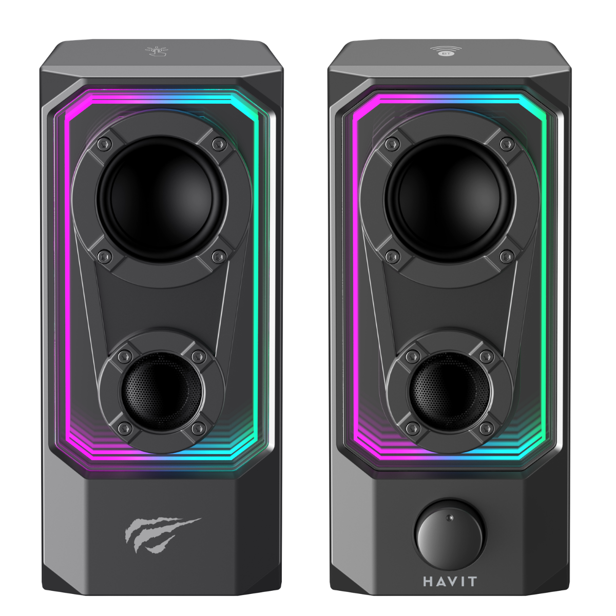 Havit Gamenote SK219 RGB Oyuncu Kablolu Bluetooth Hoparlör - Çift Modlu Bilgisayar Hoparlörü - Siyah