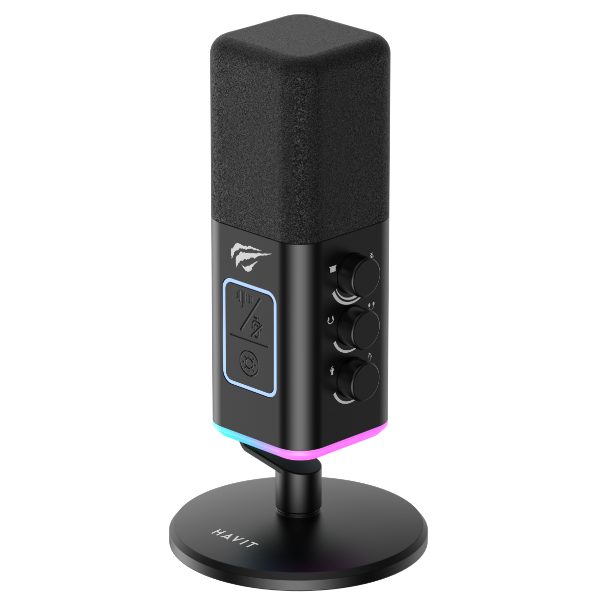 Havit GK71 RGB Profesyonel Yayıncı Oyuncu Mikrofonu Type-C XLR 24Bit/192kHz - Siyah