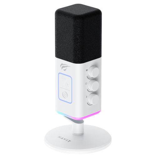 Havit GK71 RGB Profesyonel Yayıncı Oyuncu Mikrofonu Type-C XLR 24Bit/192kHz - Beyaz