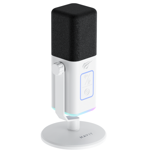 Havit GK71 RGB Profesyonel Yayıncı Oyuncu Mikrofonu Type-C XLR 24Bit/192kHz - Beyaz