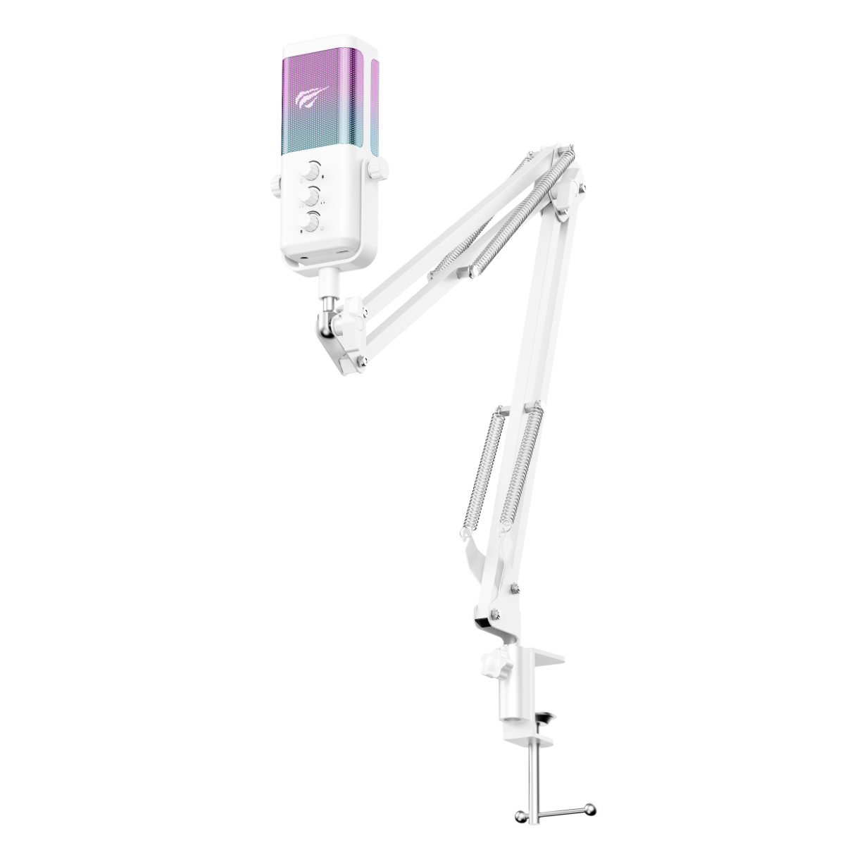 Havit Gamenote GK65 Pro RGB Oyuncu ve Yayıncı Mikrofonu - 192KHz/24Bit Ses Kartlı & Akrobat Kollu Set Beyaz