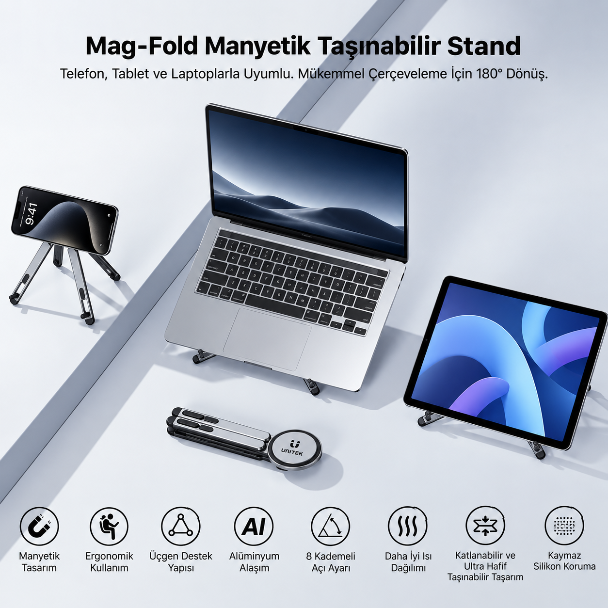 Unitek Taşınabilir Manyetik Stand (OT1121AGY01)