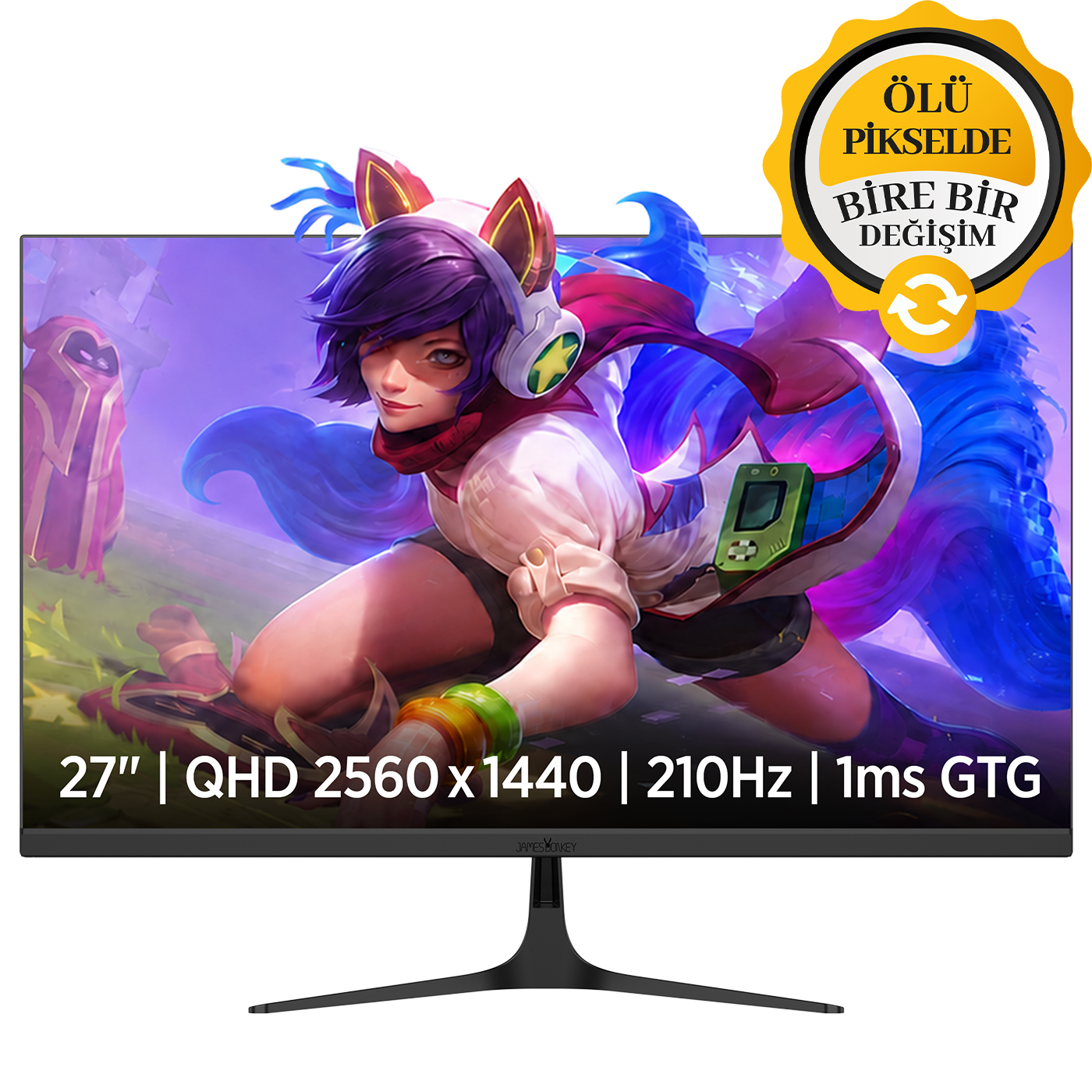 James Donkey Velor Q60 27″ 210Hz 1Ms GTG Fast IPS QHD 2K 10 Bit Gaming Monitör (Ölü Pikselde Anında Değişim)