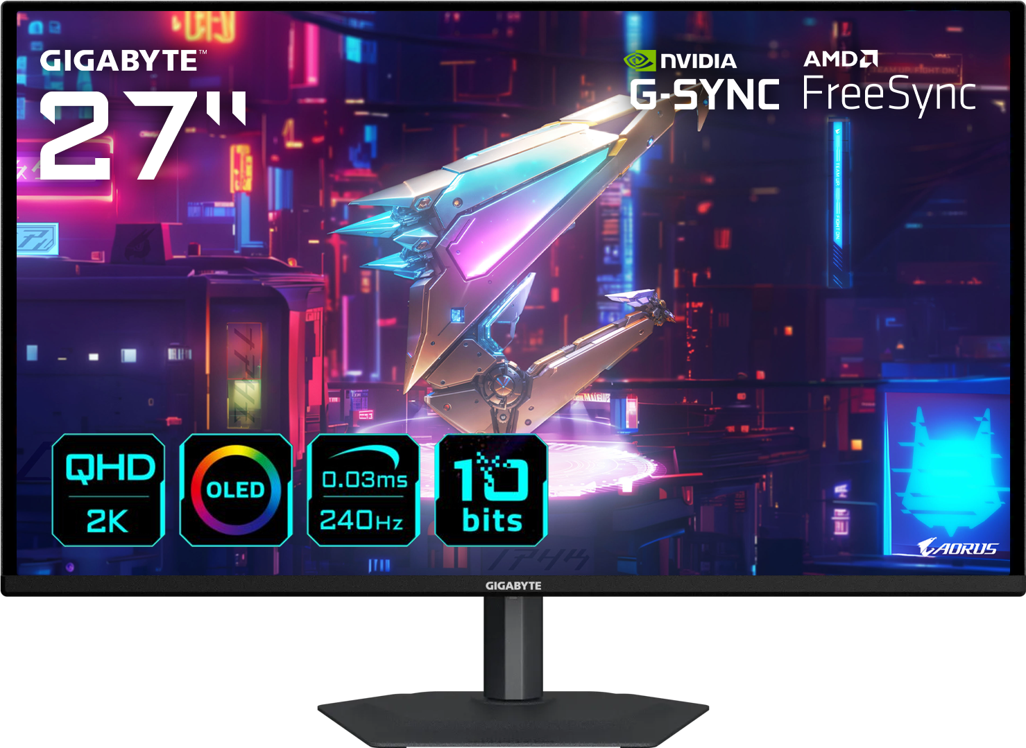 GIGABYTE GO27Q24A 27″ 240Hz 0.03ms 2K G-Sync HDR10 QHD QD-OLED Pivot Gaming (Oyuncu) Monitör