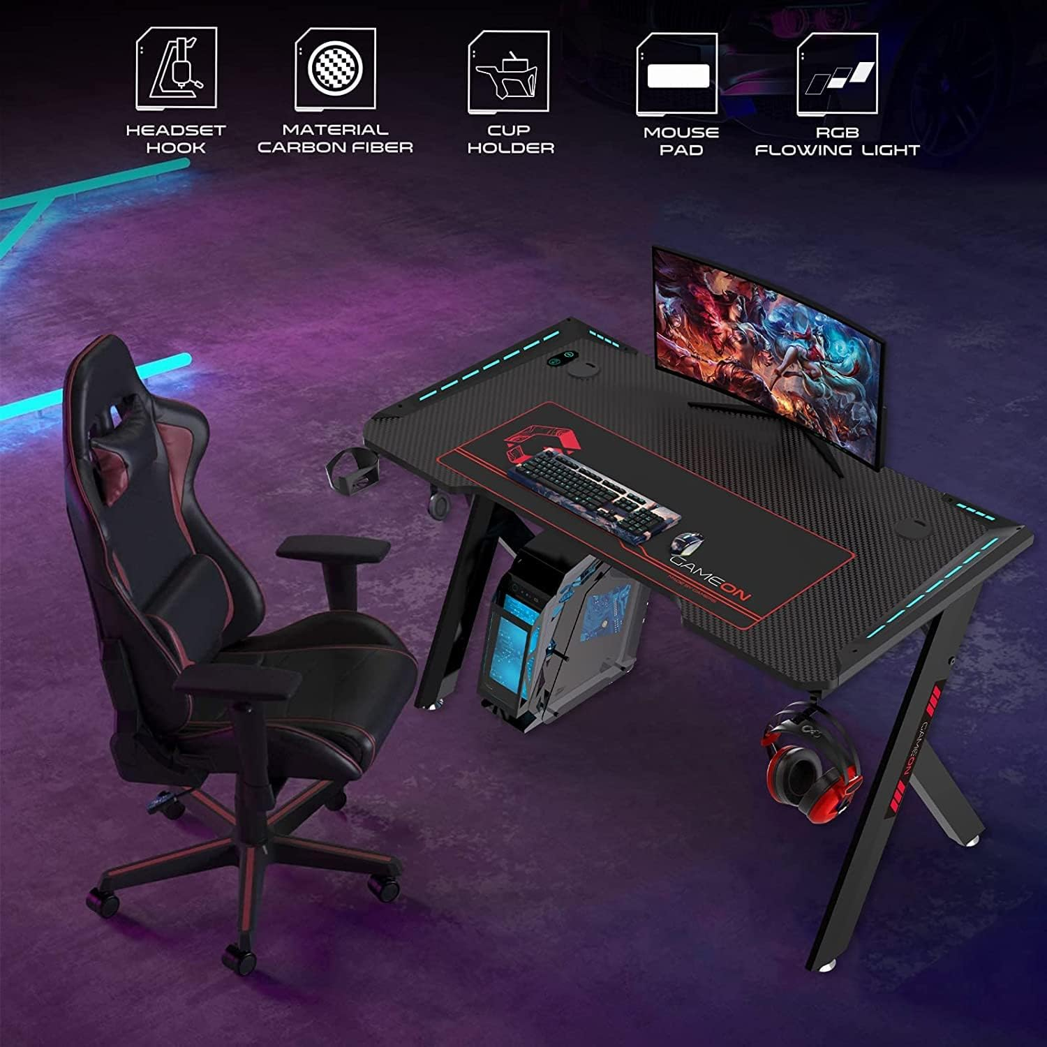 Gameon Hawksbill Serisi Rgb Akıcı Işıklı Oyun Masası