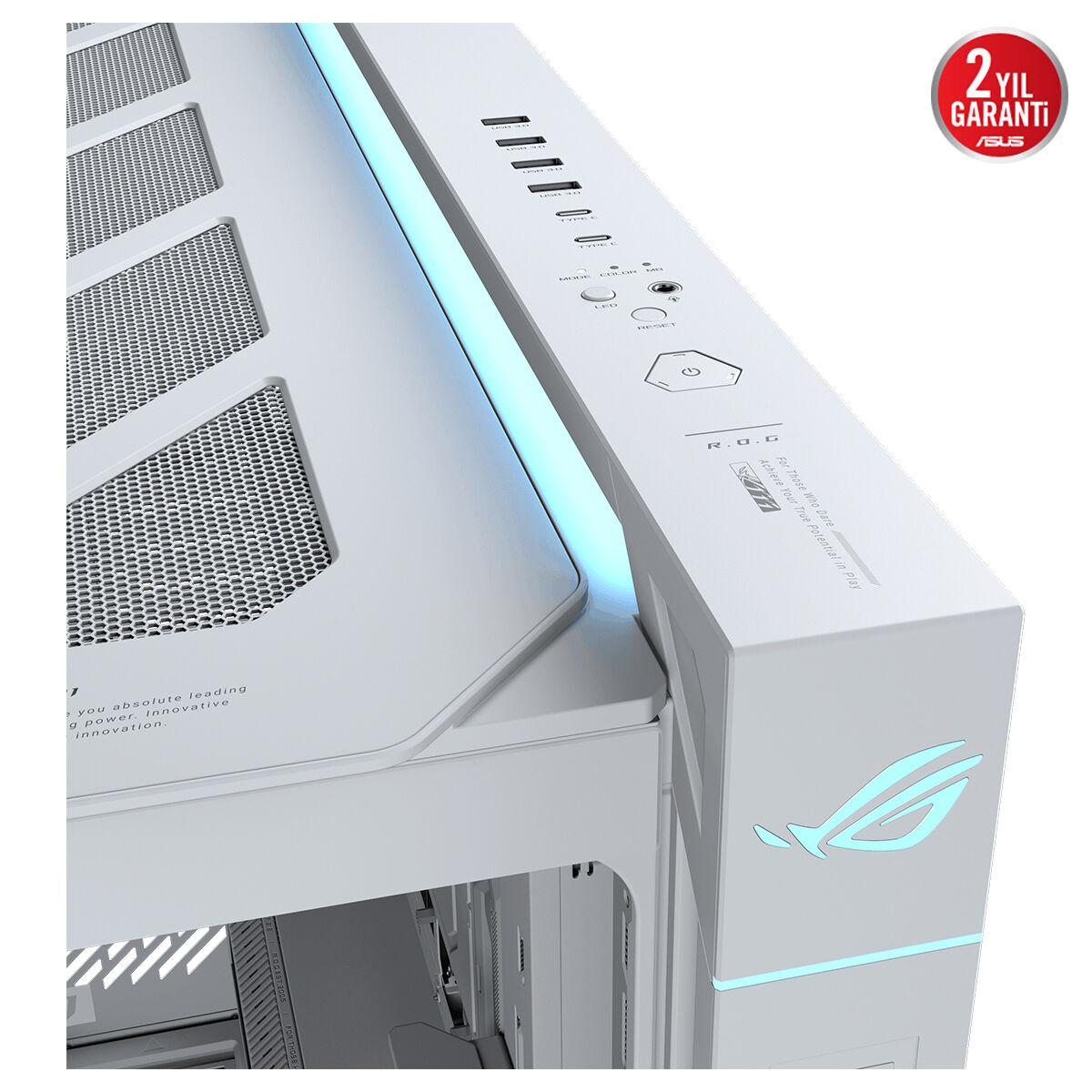 ASUS ROG Cronox GR801 ARGB USB 3.2 Temperli Cam Full Tower Beyaz Gaming (Oyuncu) Kasa