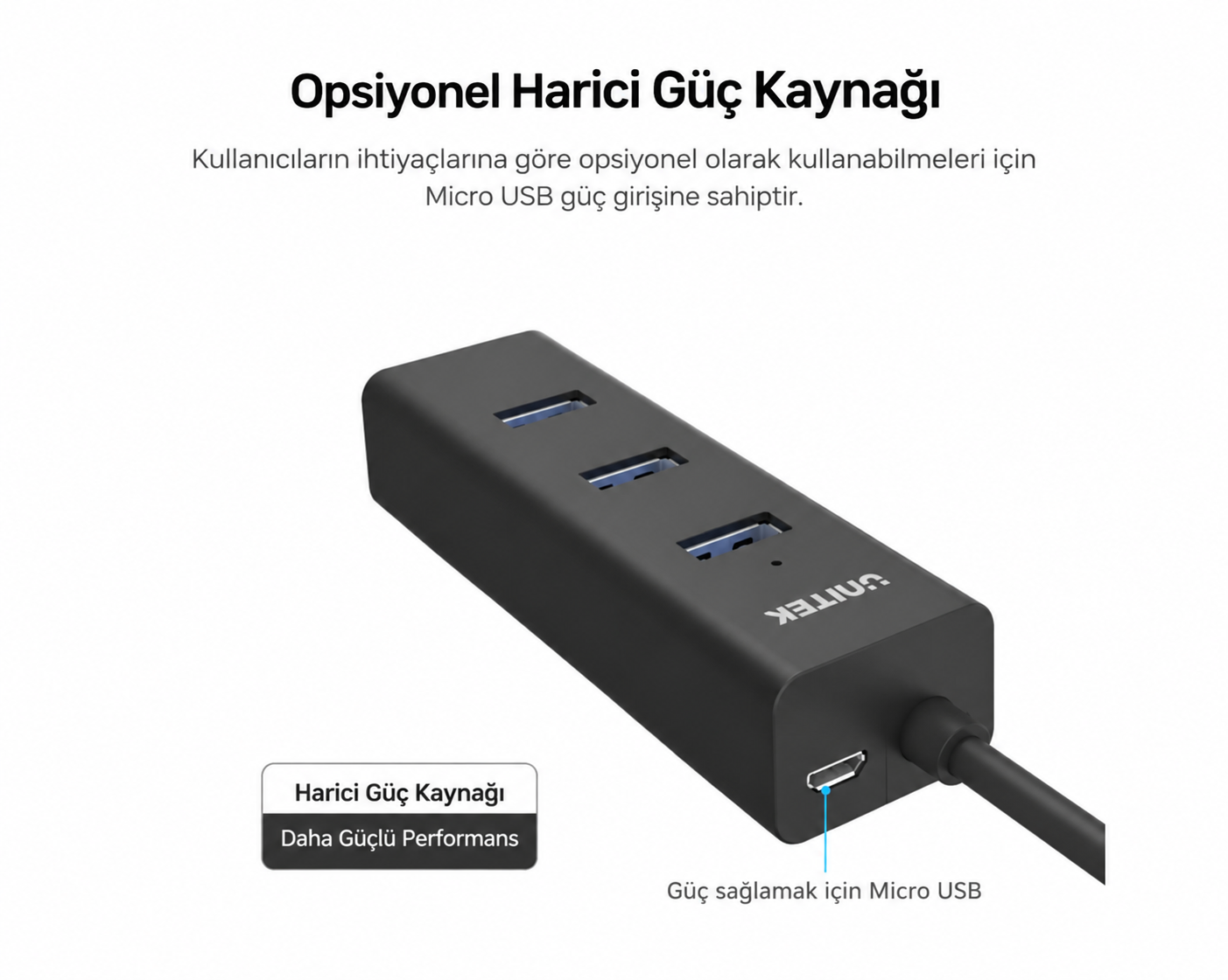 Unitek 4 Port Güçlendirilmiş USB 3.0 Hub (Y-3089)
