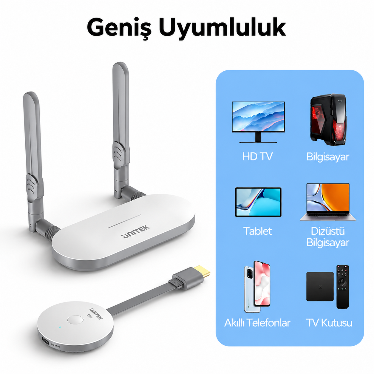 Unitek Kablosuz HDMI Verici ve Alıcı Kiti (V1183A01)