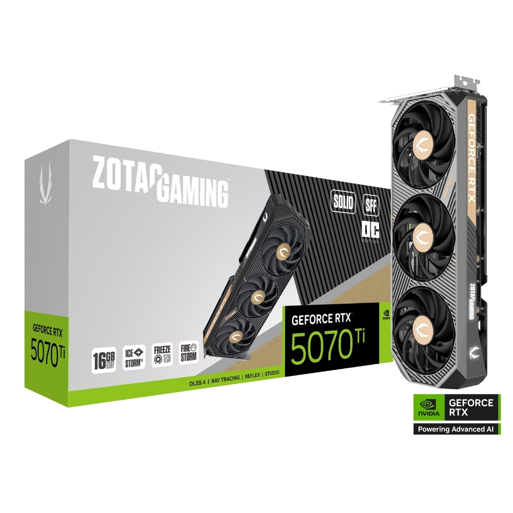 Zotac Gaming GeForce RTX 5070 Ti 16GB SOLID SFF OC ZT-B50710J3-10P GDDR7 256Bit Gaming (Oyuncu) Ekran Kartı