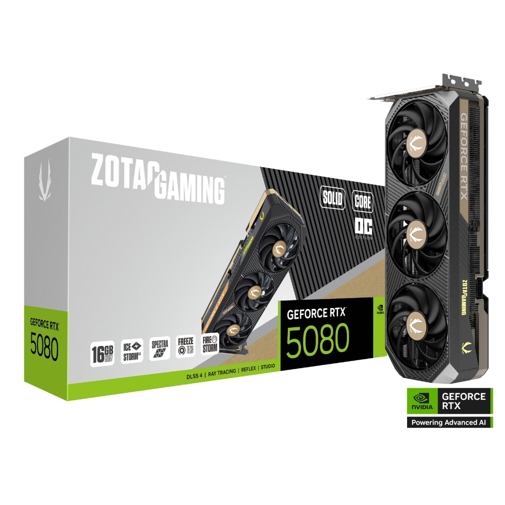 Zotac Gaming GeForce RTX 5080 16GB SOLID CORE OC ZT-B50800J2-10P GDDR7 256Bit Gaming (Oyuncu) Ekran Kartı
