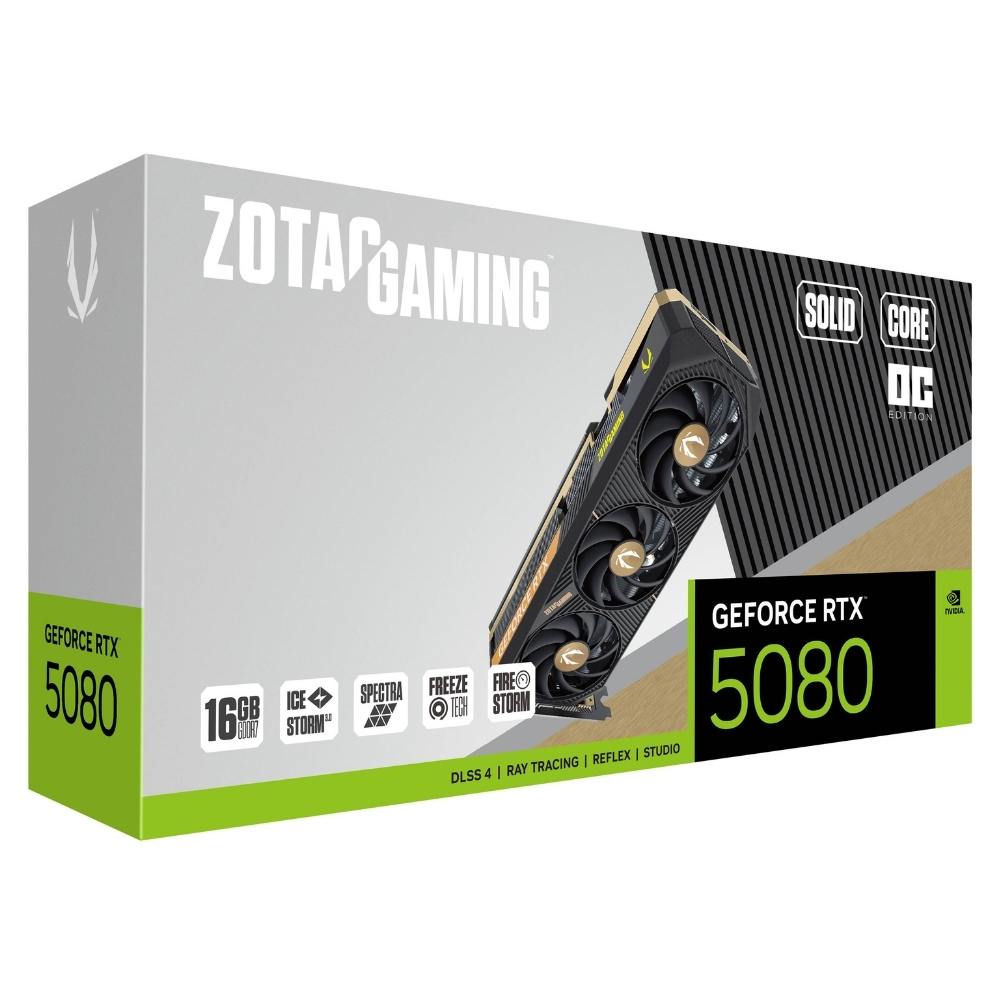 Zotac Gaming GeForce RTX 5080 16GB SOLID CORE OC ZT-B50800J2-10P GDDR7 256Bit Gaming (Oyuncu) Ekran Kartı