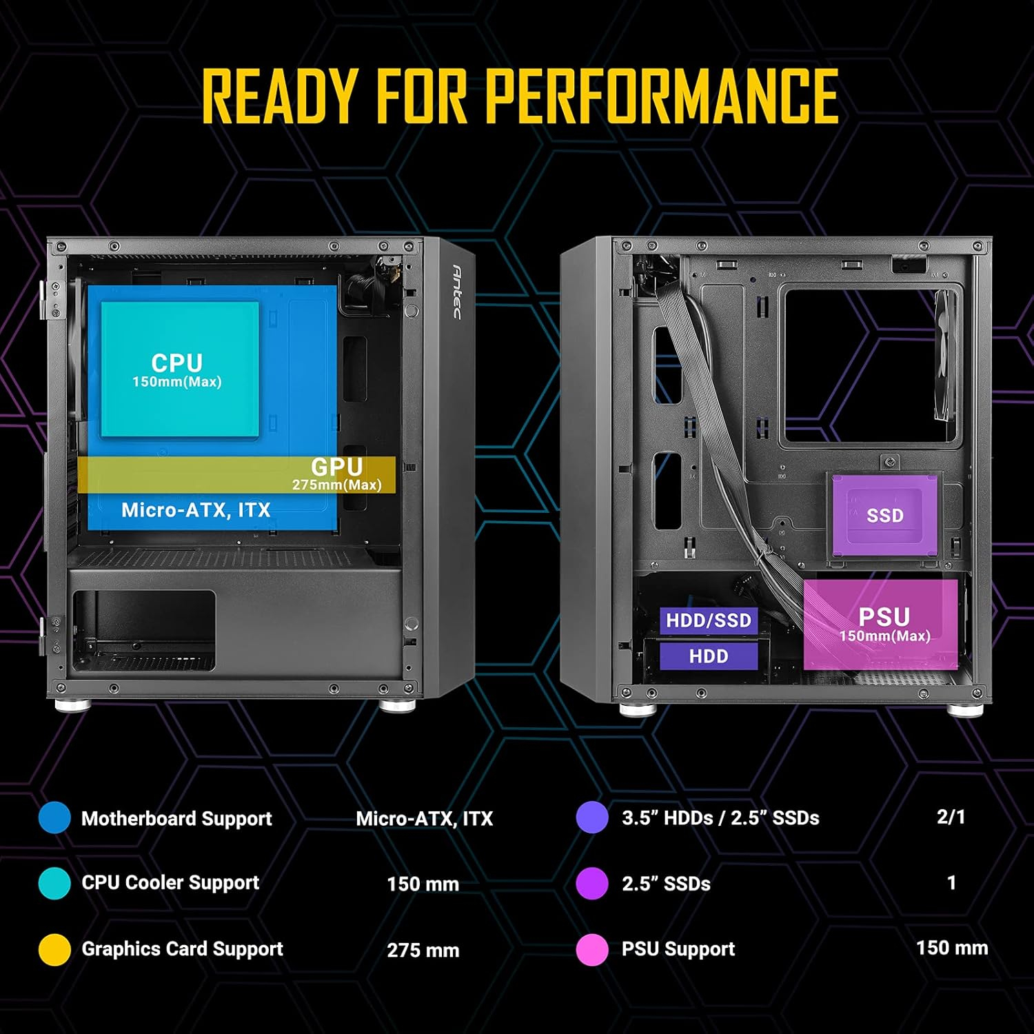 Antec NX200M Micro ATX Mini Tower Siyah Gaming (Oyuncu) Kasa