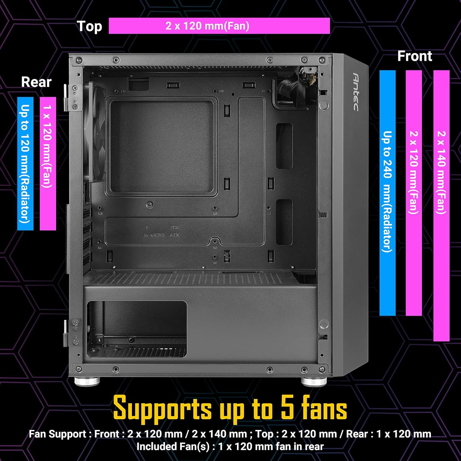 Antec NX200M Micro ATX Mini Tower Siyah Gaming (Oyuncu) Kasa