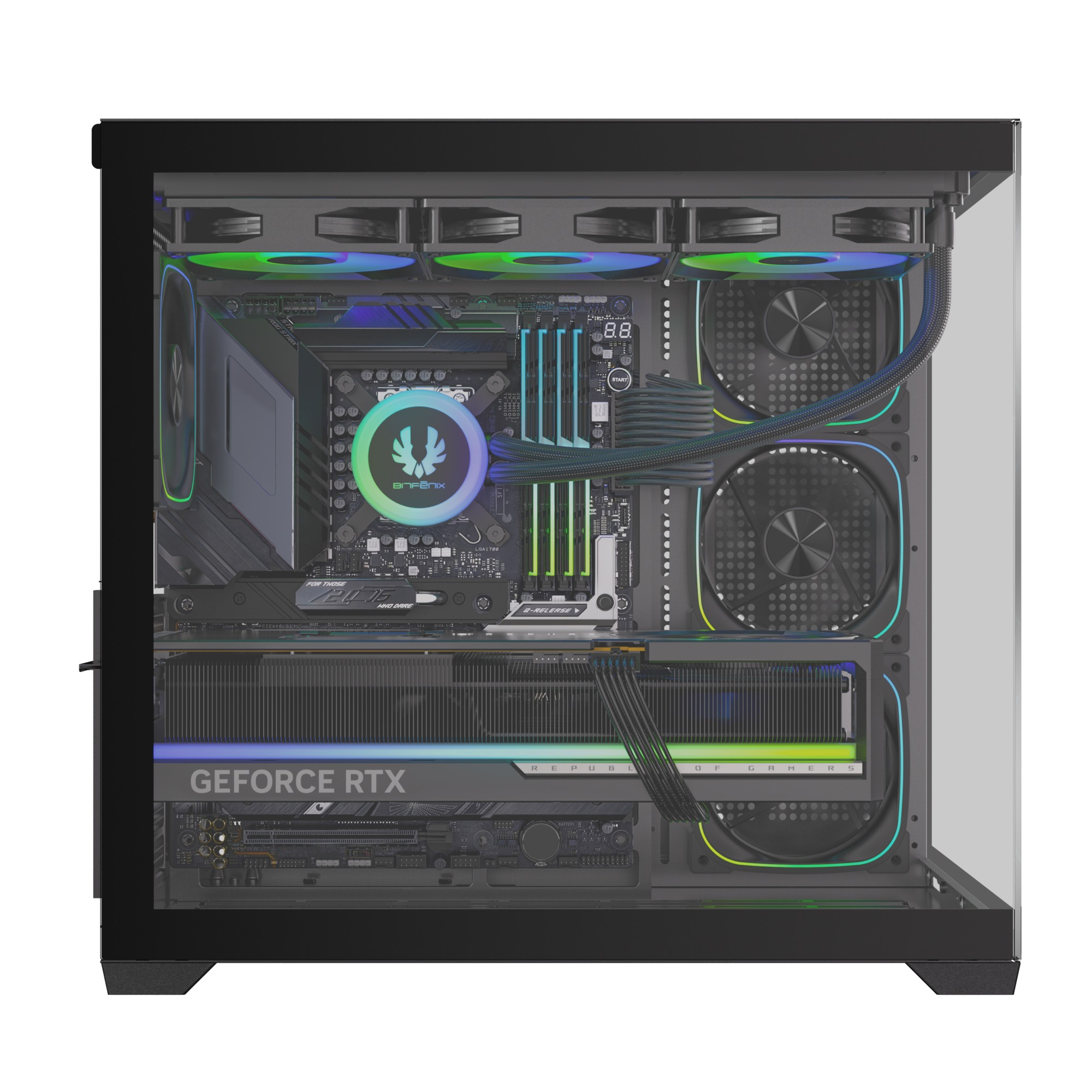 Bitfenix BEST 750W 80+ ATX3.1 Bronze PSU 4x120mm FRGB Fan ATX Temperli Cam Siyah Gaming (Oyuncu) Kasa