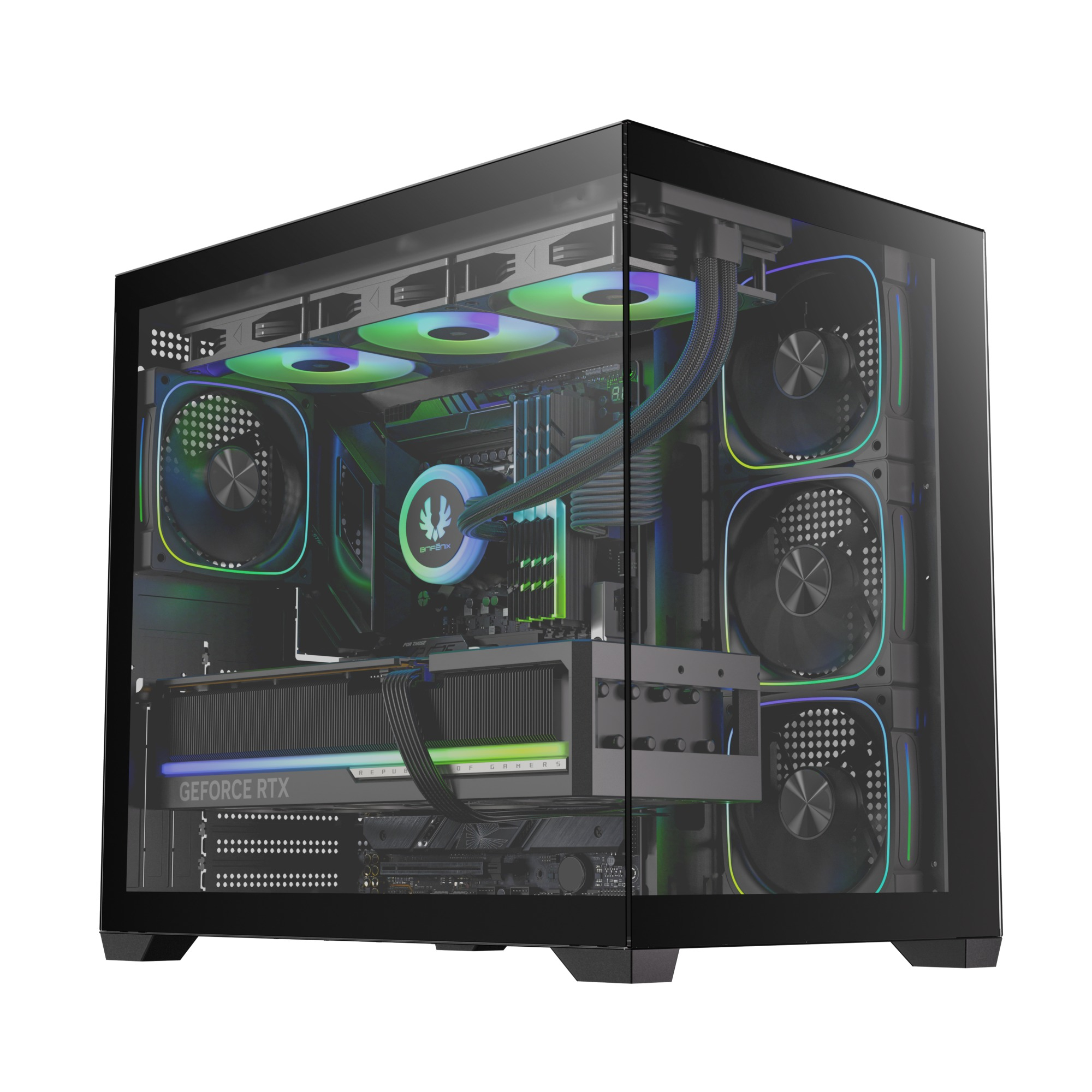 Bitfenix BEST 750W 80+ ATX3.1 Bronze PSU 4x120mm FRGB Fan ATX Temperli Cam Siyah Gaming (Oyuncu) Kasa