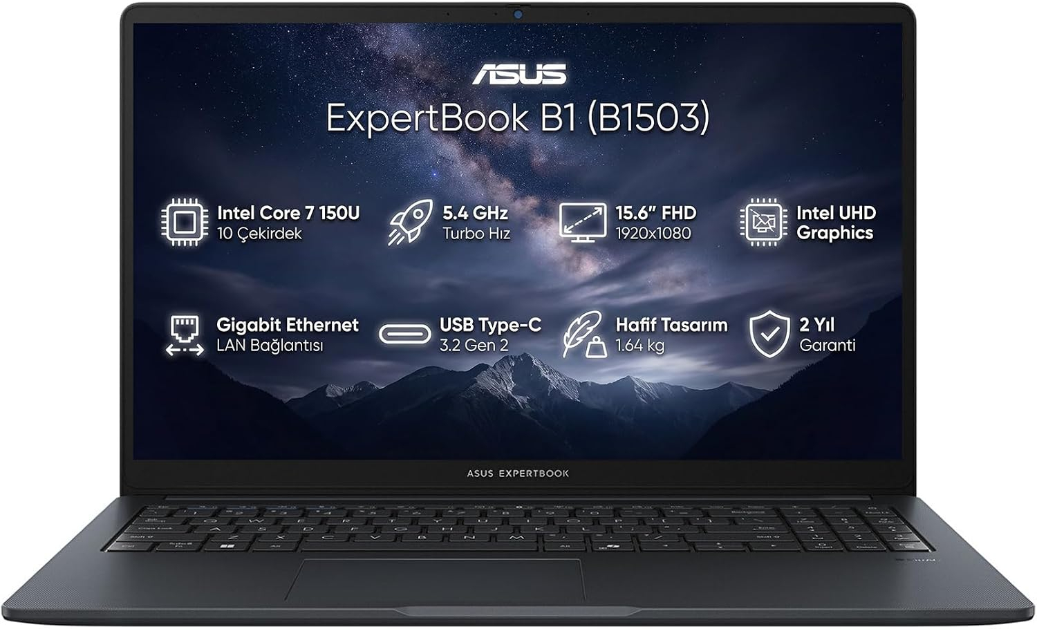 ASUS EXPERTBOOK B1503CVA-PS79132 CORE 5 120U 8GB 512GB SSD 15.6″ FHD FREEDOS NOTEBOOK