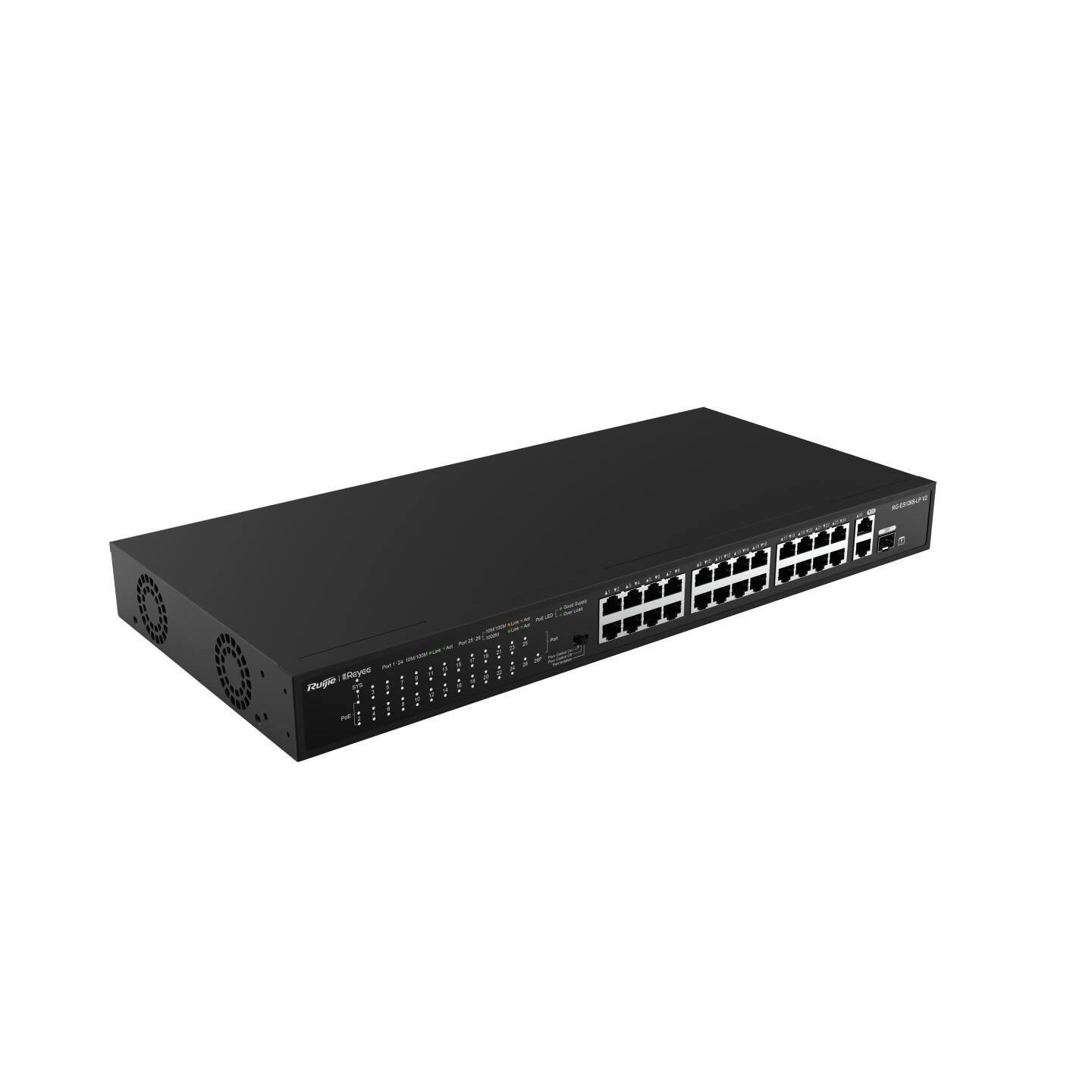 RUIJIE REYEE RG-ES126S-P 24 Port 10/100Mbps 2 Port Gigabit 370W PoE+ Yönetilemez Switch