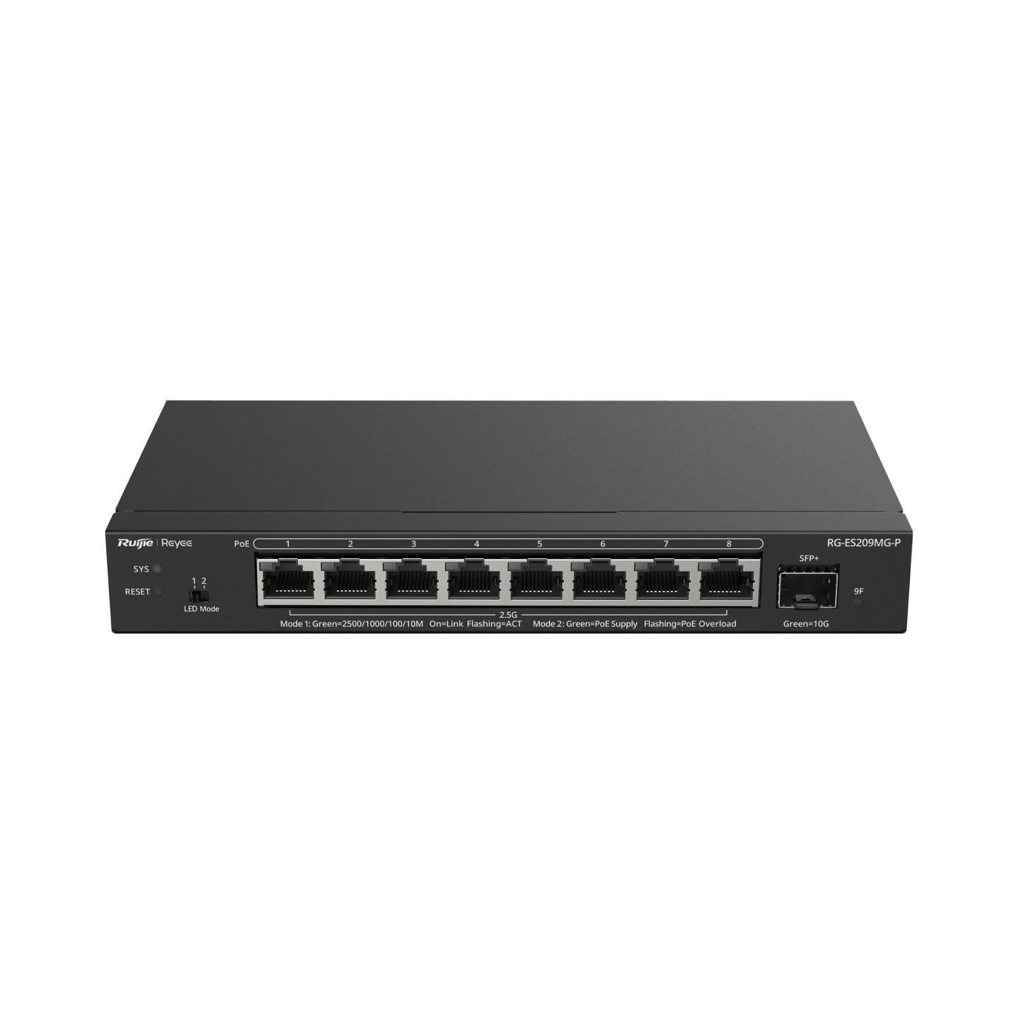 RUIJIE REYEE RG-ES209MG-P 8 Port 10/100/1000/2500 Mbps RJ45 PoE+ 130W PoE+ 1x10G SFP+ Yönetilebilir Switch