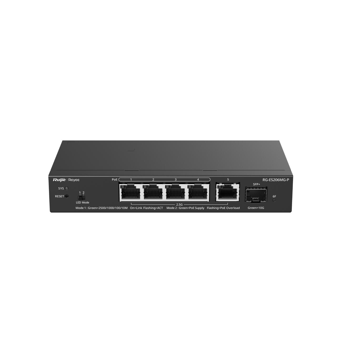 Ruijie Reyee RG-ES206MG-P 5 Port 2.5G 70W PoE+ 1x10G SFP+ Yönetilebilir Switch